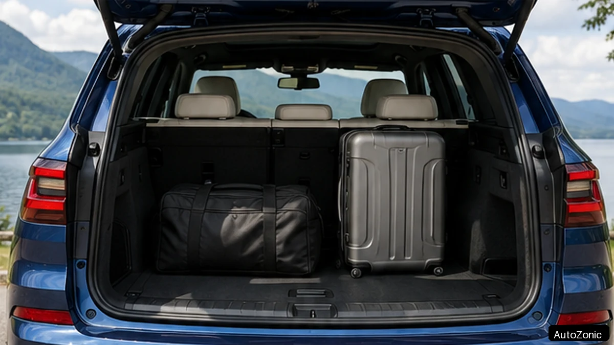 BMW X5 cargo area with luggage behind the second row